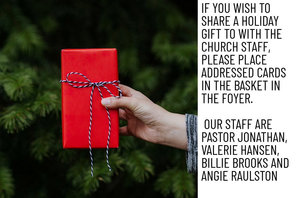 Holiday Gifts for the Staff at Mountain View UMC