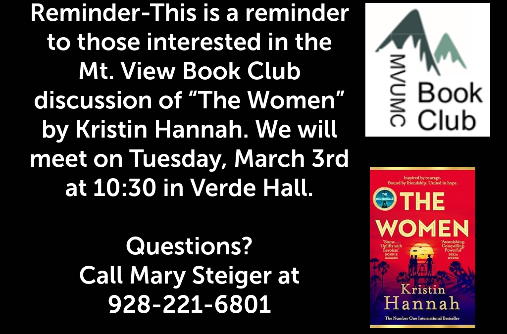 Reminder-Book Club at Mountain View